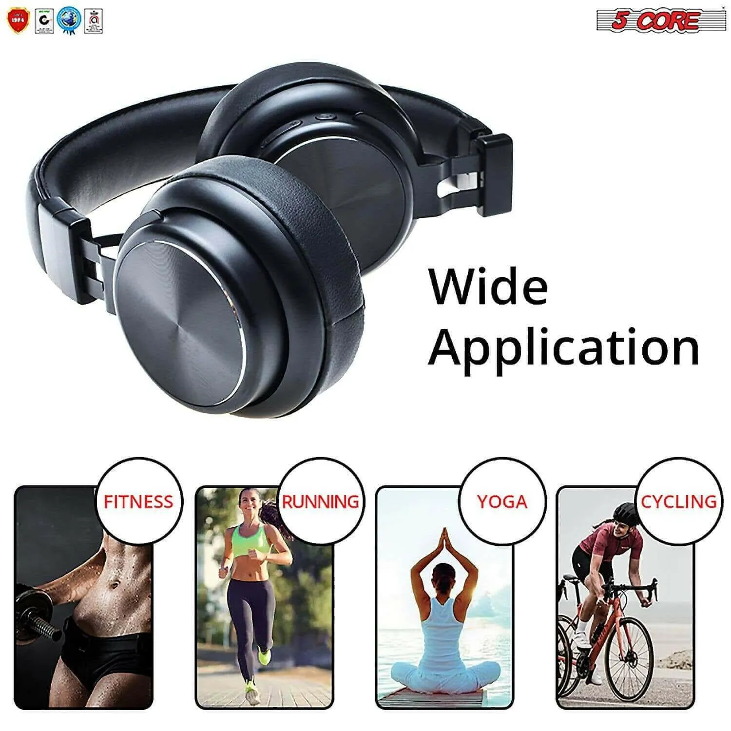 5Core Premium Headphone inbuilt Mic Over Ear Wireless Headset