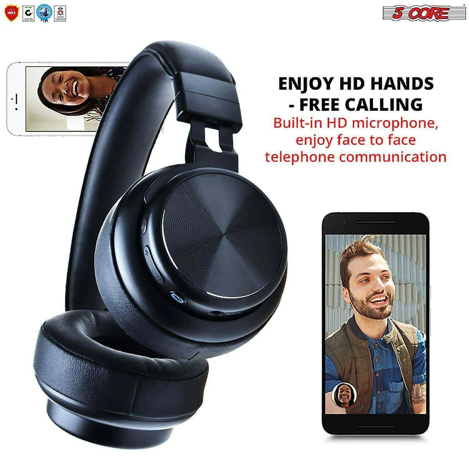 5Core Premium Headphone inbuilt Mic Over Ear Wireless Headset