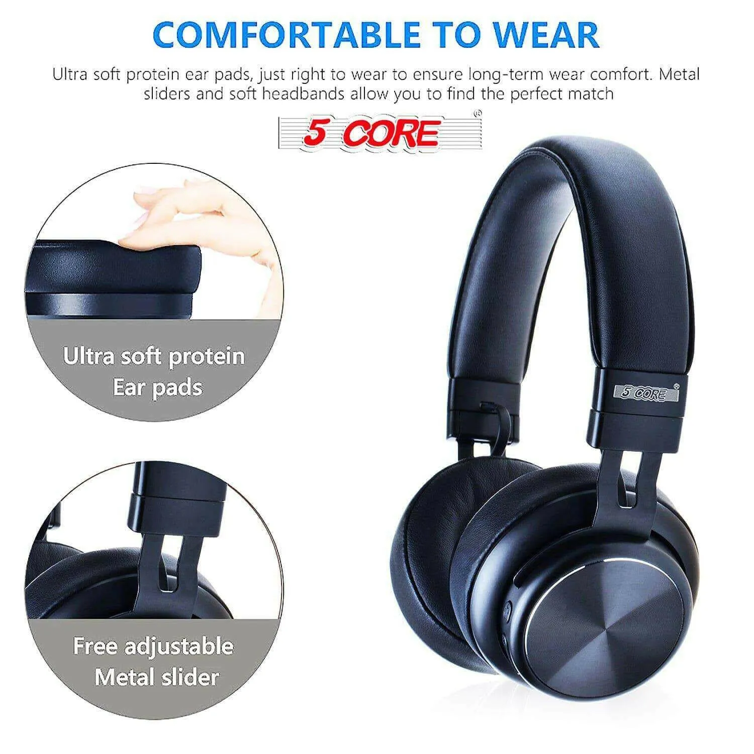 5Core Premium Headphone inbuilt Mic Over Ear Wireless Headset