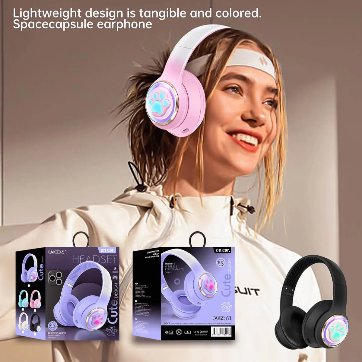 AKZ-61 Wireless Headphones for Kids Adults