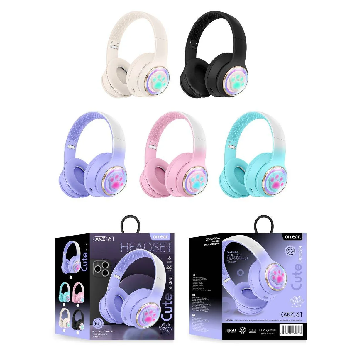 AKZ-61 Wireless Headphones for Kids Adults