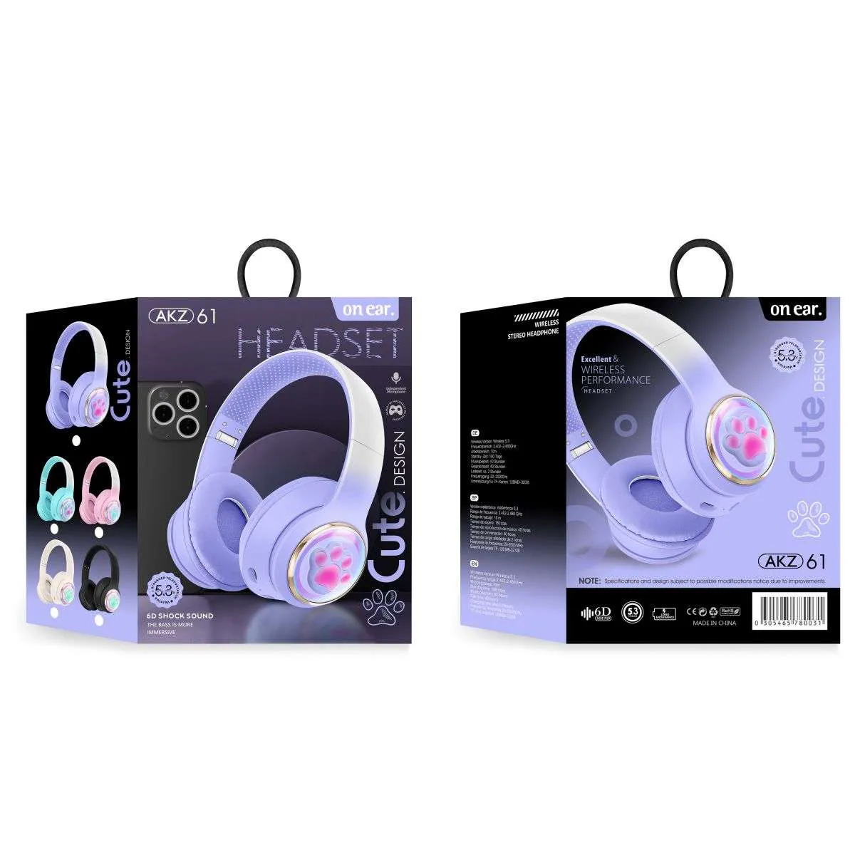 AKZ-61 Wireless Headphones for Kids Adults