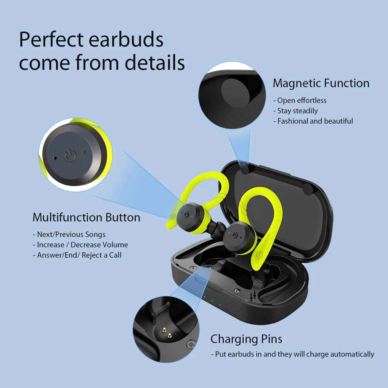 APEKX Bluetooth Headphones True Wireless Earbuds with Charging Case