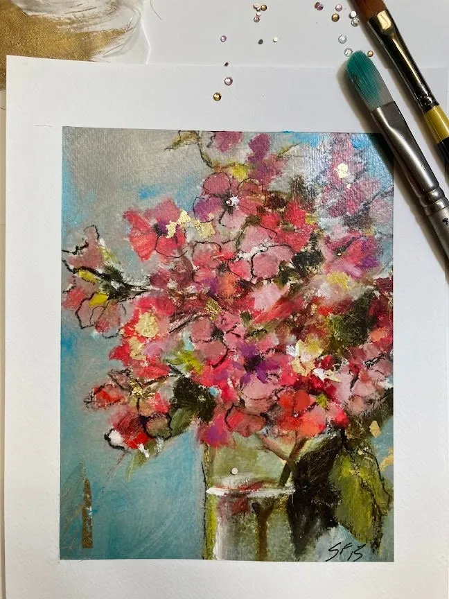 Art/Embellished Giclee Botanical wall art 8" 10"