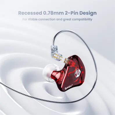 BASN Bsinger PRO 2-Pin In-Ear Monitor Headphones (Red)