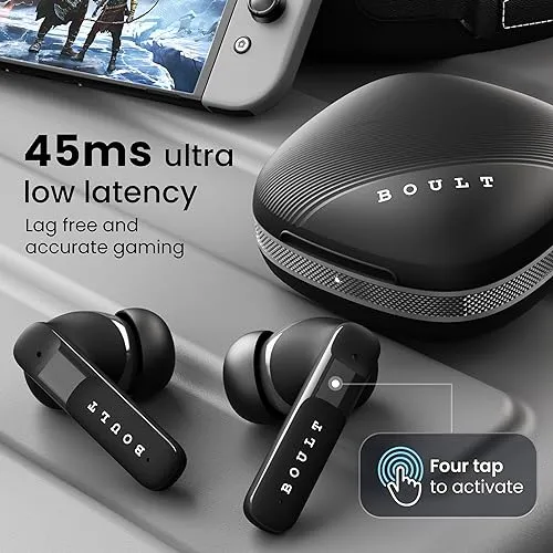 Boult Audio Newly Launched W50 Bluetooth Truly Wireless in Ear Earbuds with 50H Playtime, Quad Mic ENC, 45ms Low Latency Gaming, Dual Tone Fast Charging Case, 13mm Bass Drivers, IPX5 TWS (Ash Black)