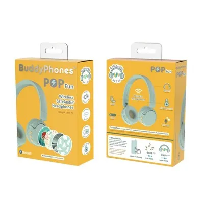 BuddyPhones POP Fun Foldable Bluetooth Wireless Kids Headphones with Microphone - Green