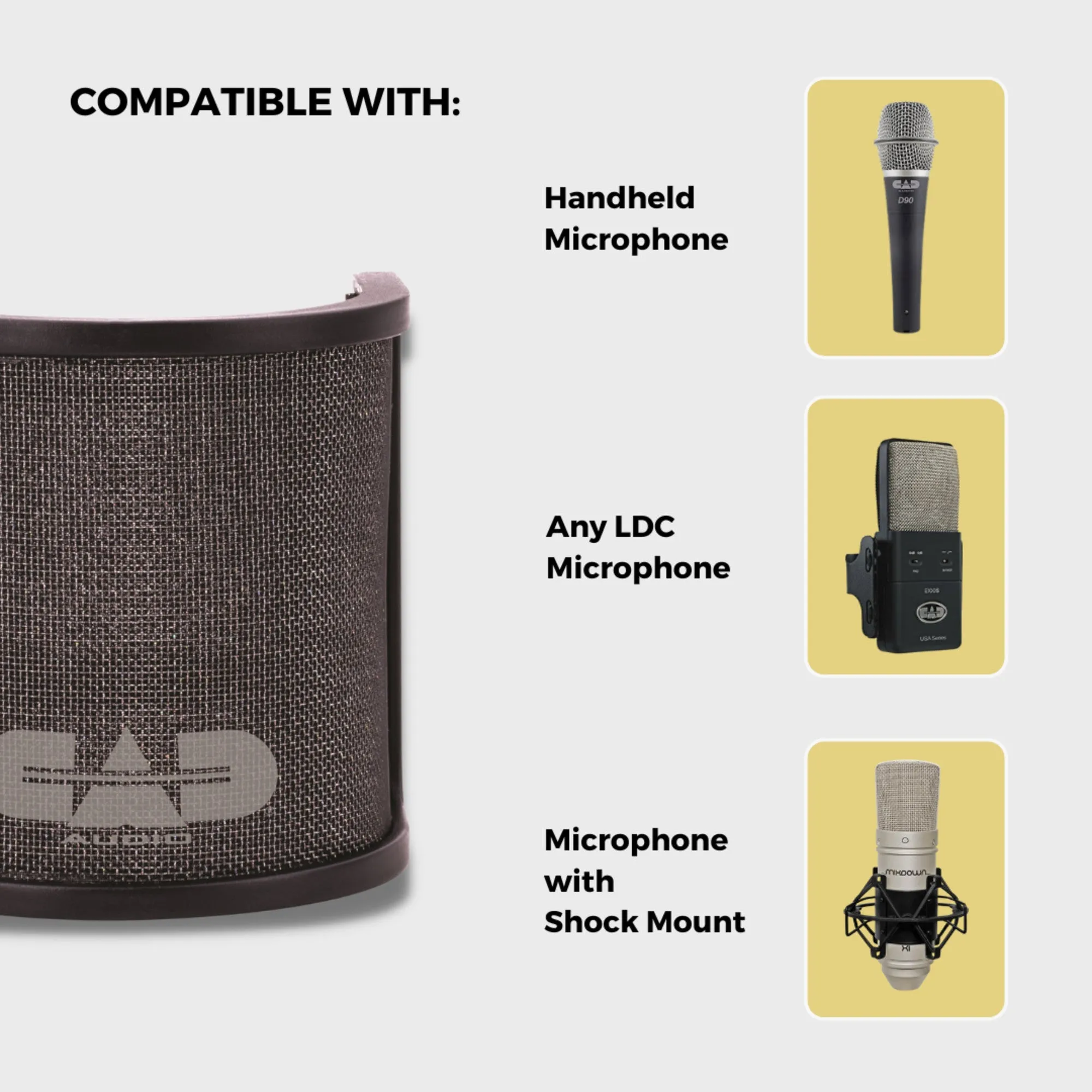 CAD Audio VP3 Compact Pop Filter for Handheld or LDC Microphone