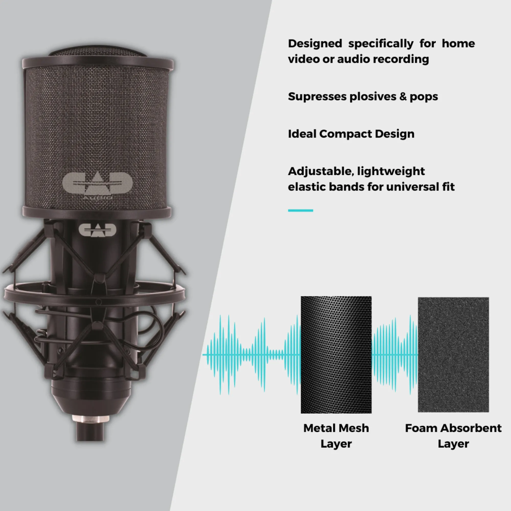 CAD Audio VP3 Compact Pop Filter for Handheld or LDC Microphone