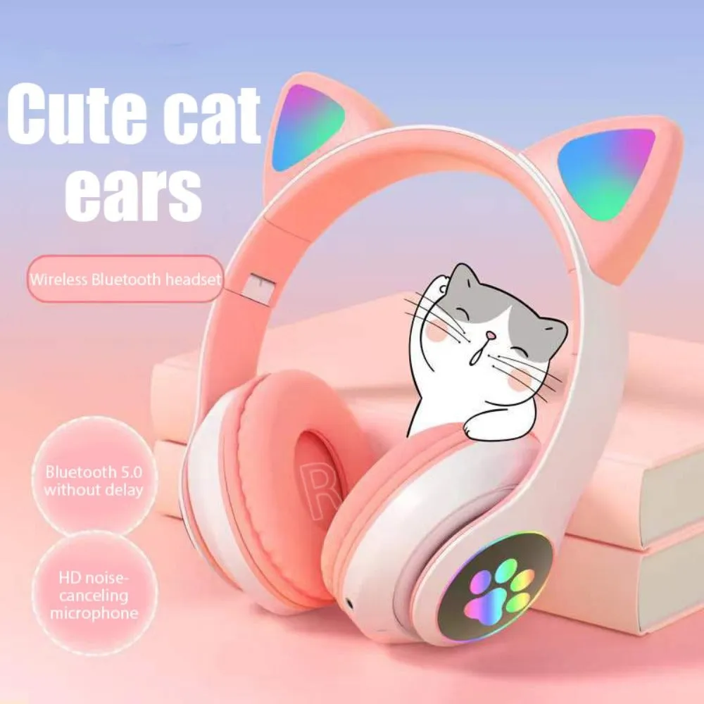 Cartoon LED Cat Ear Bluetooth Headphones