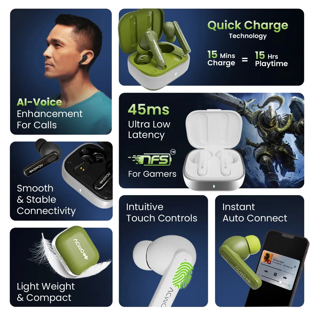 Decibel (Green) Earbuds