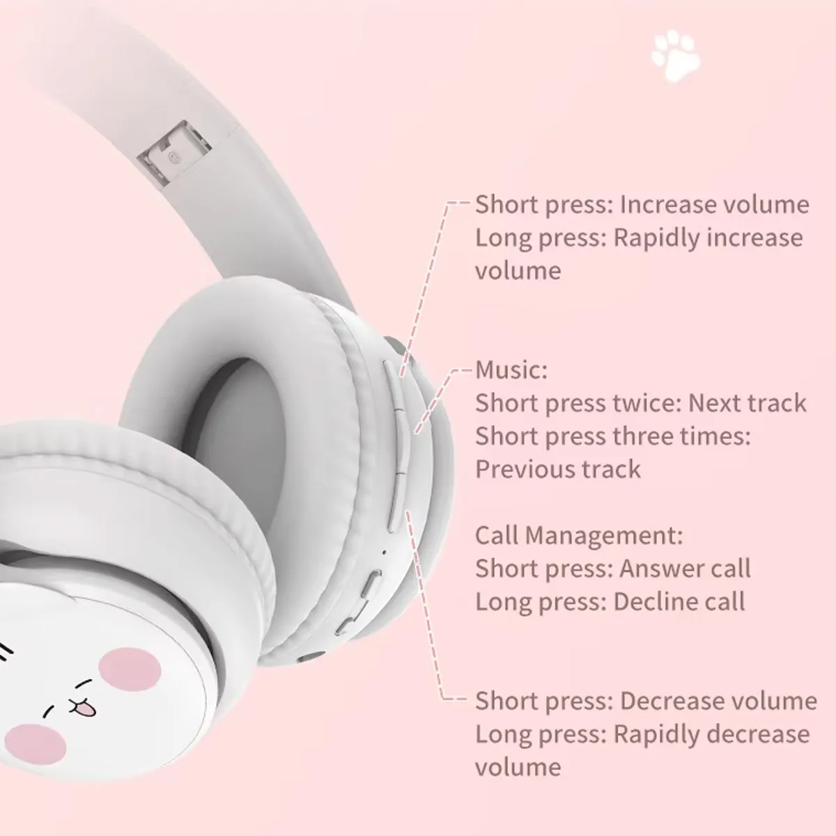 DOQAUS TO1 Bluetooth Kids Headphones with Mic-Pink