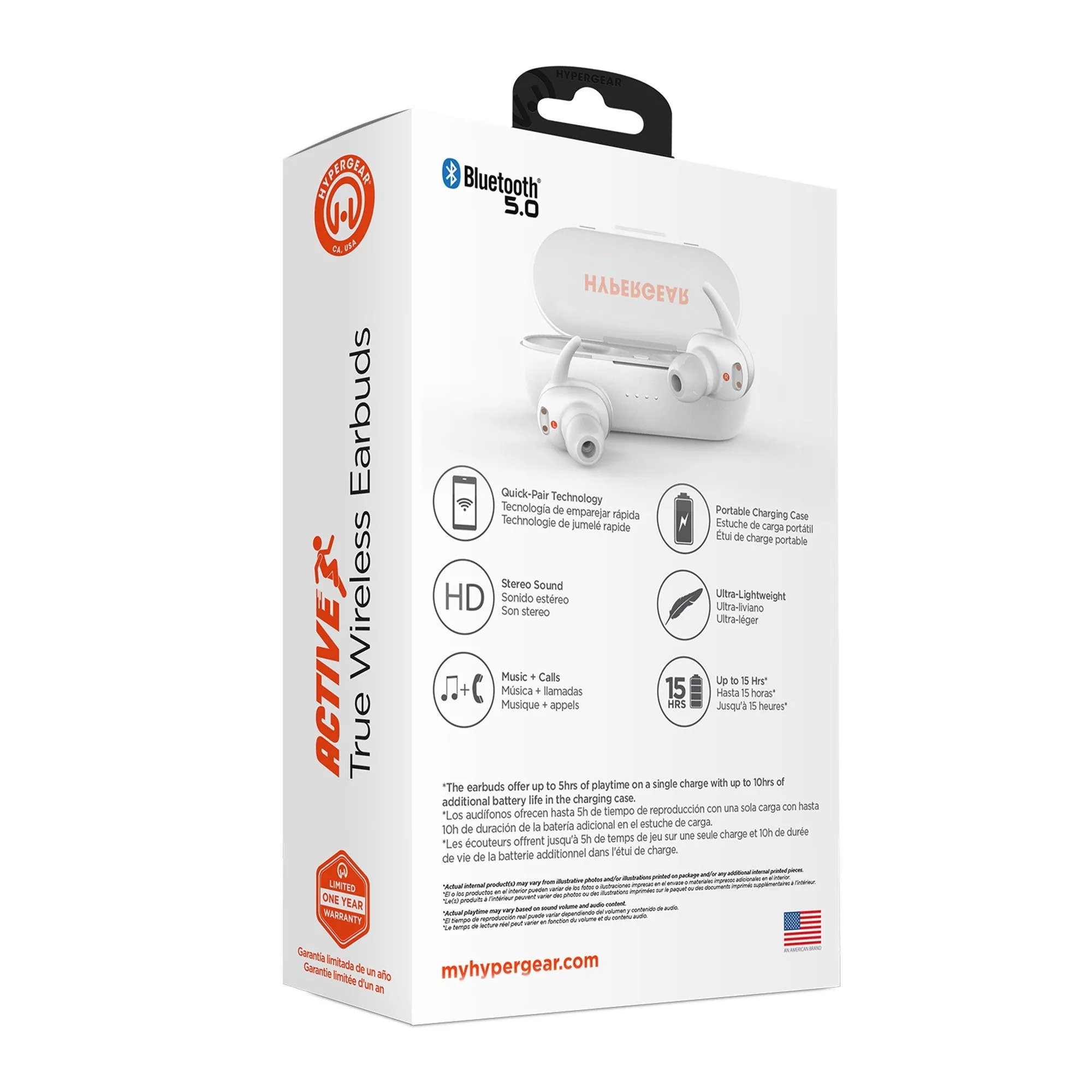 HyperGear Active True Wireless TWS Earbuds - White - 15-10746