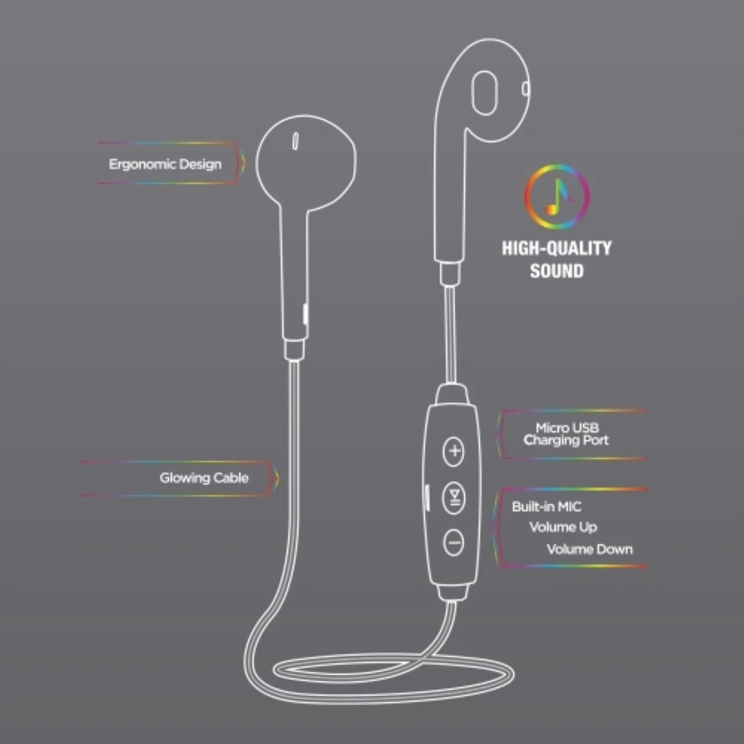 iHip Wireless LED Light-Up Glowing Earbuds