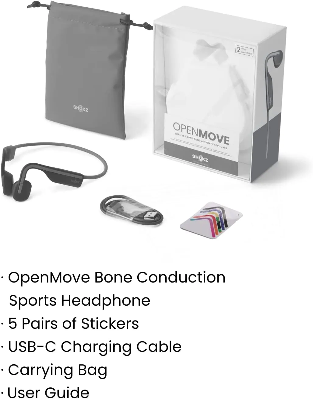 ITEM# 0131   OpenMove - Open-Ear Bluetooth Sport Headphones - Bone Conduction Wireless Earphones - Sweatproof for Running and Workouts, with Sticker Pack (Watch Video)