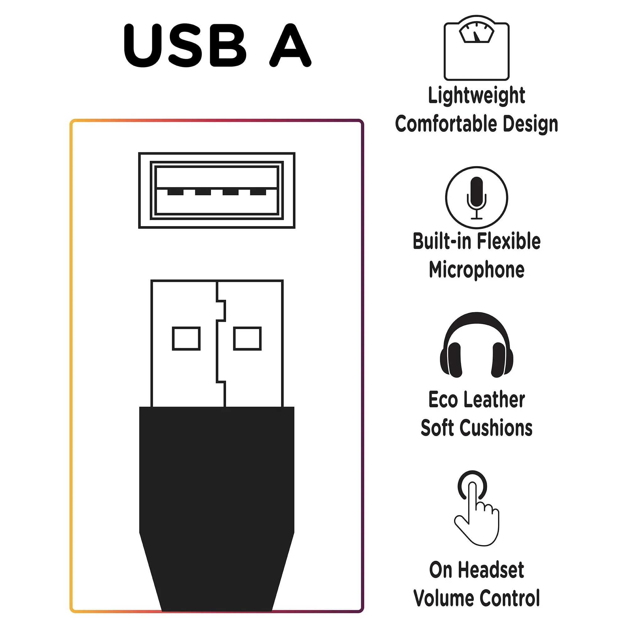 m360 Deluxe Multimedia Stereo USB Headset - Adjustable Microphone - Lightweight Comfortable Design - Soft Eco Leather Ear Cushions - Over Ear - Black - HS3500SU