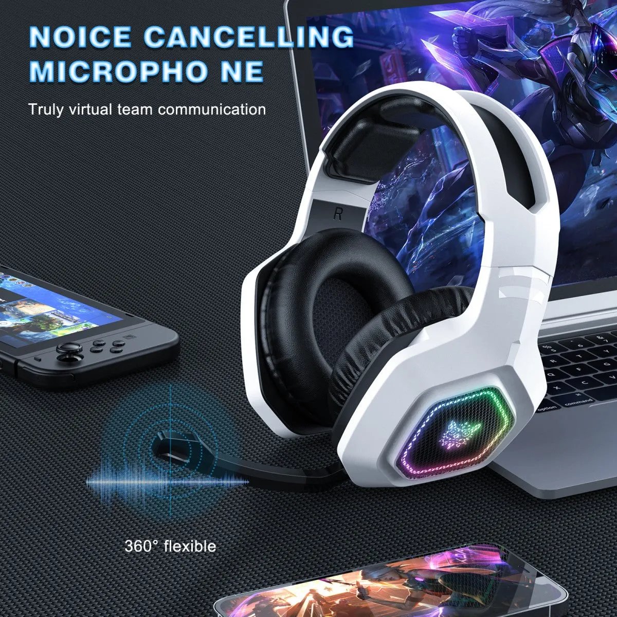 ONIKUMA B100 Tri-mode RGB Wireless Gaming Headset