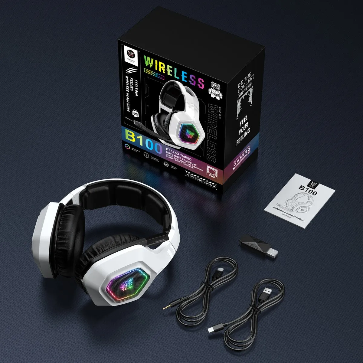 ONIKUMA B100 Tri-mode RGB Wireless Gaming Headset