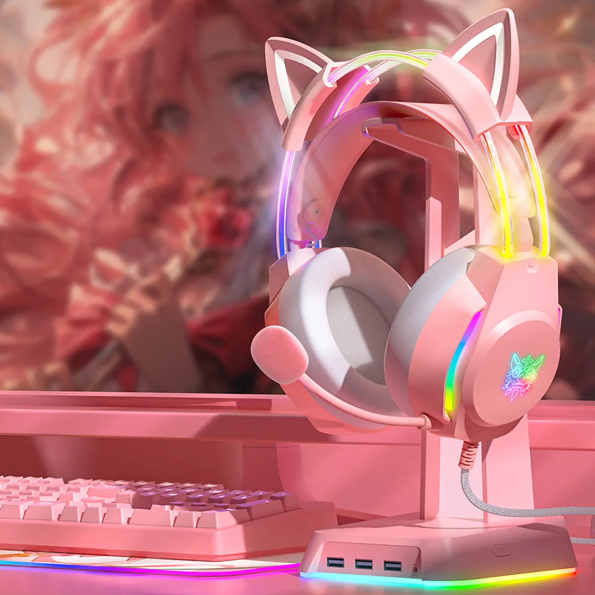 ONIKUMA X26 Cat Ear RGB Wired Gaming Headset