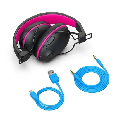 Open Box - JLab Pro Over-Ear Bluetooth Wireless Kids' Headphones - Black/Pink