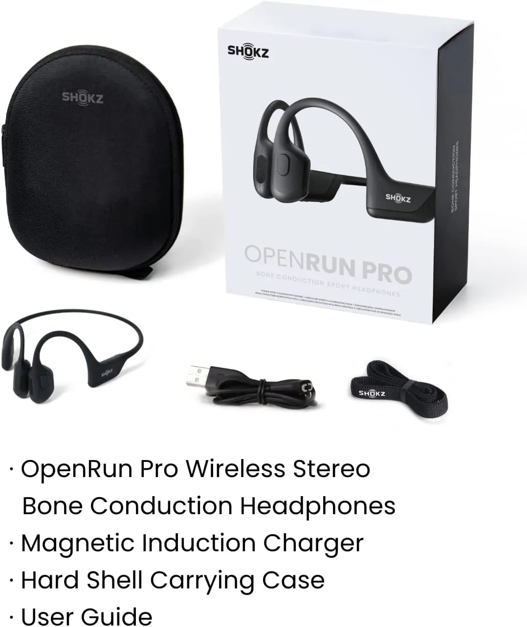 Shokz Openrun Pro Bone Conduction Sports Headphones, Open-Ear Sports Earphones with Mic, Bluetooth Wireless Bone Conduction Headset, IP55 Waterproof