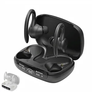 SMAXPro™ Bluetooth Earbuds w/ Ear Hooks: Mic, Charging Case, Around-Ear, TWS Earphone Buds