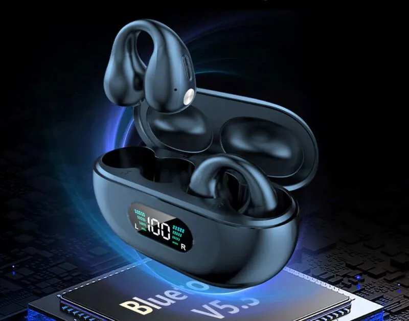 SMAXPro™ Bone Conduction Ear-Clip Bluetooth Headphones: Wireless Open-Ear Mic Headset