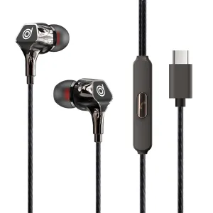 Tunz C4 Wired Earphones | Type-C Connection | Deep Bass, Noise Isolation, HD Mic | Tangle-Free Cable - digifon