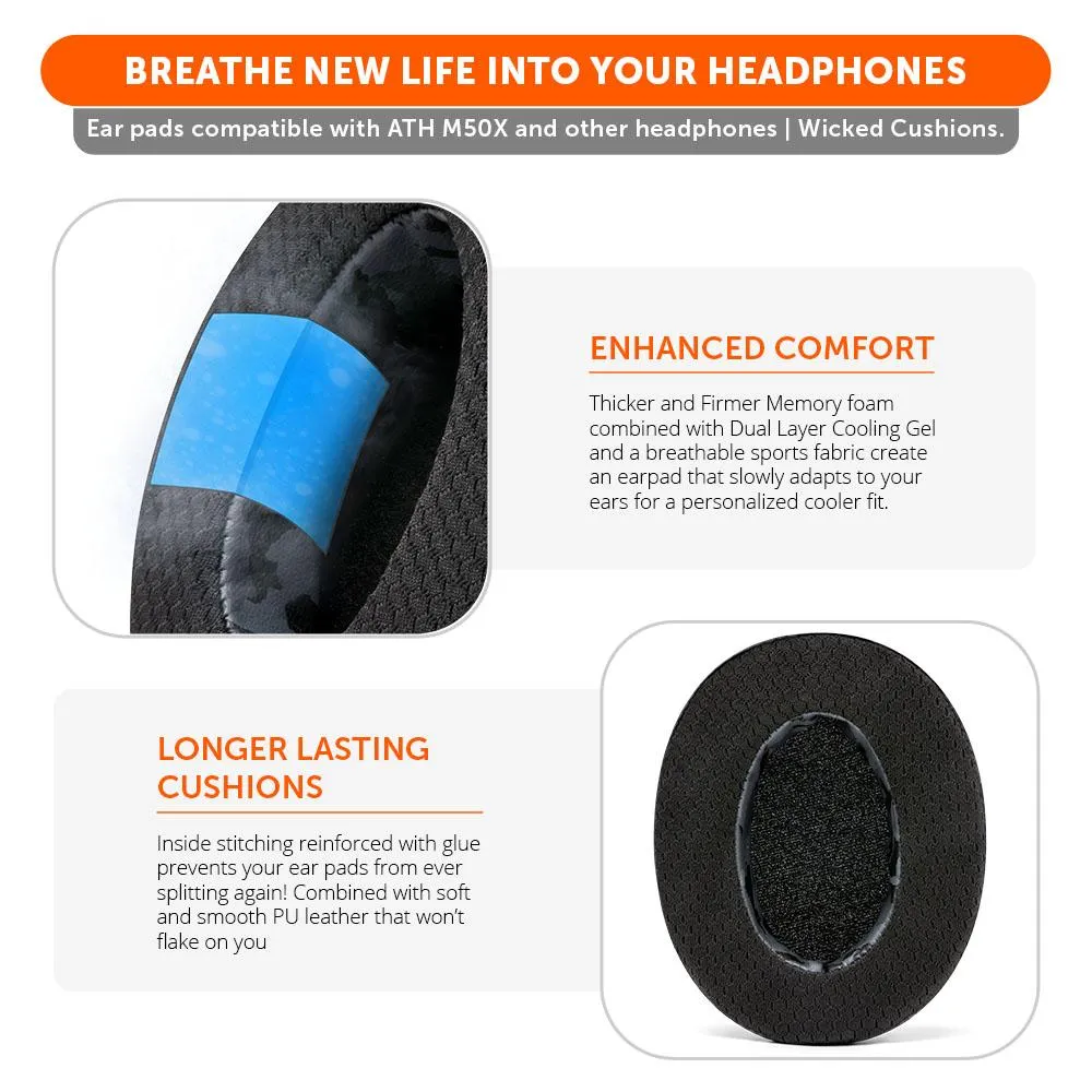 WC FreeZe - Hybrid Cooling Gel Infused Ear Pads for ATH M50X