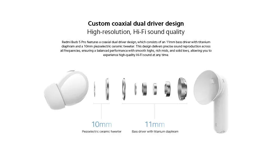 [World Premiere] Global Version Xiaomi Redmi Buds 5 Pro Up to 52dB Active Noise Cancellation 38 Hours Long Battery