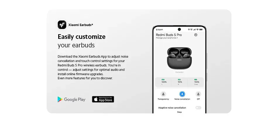 [World Premiere] Global Version Xiaomi Redmi Buds 5 Pro Up to 52dB Active Noise Cancellation 38 Hours Long Battery